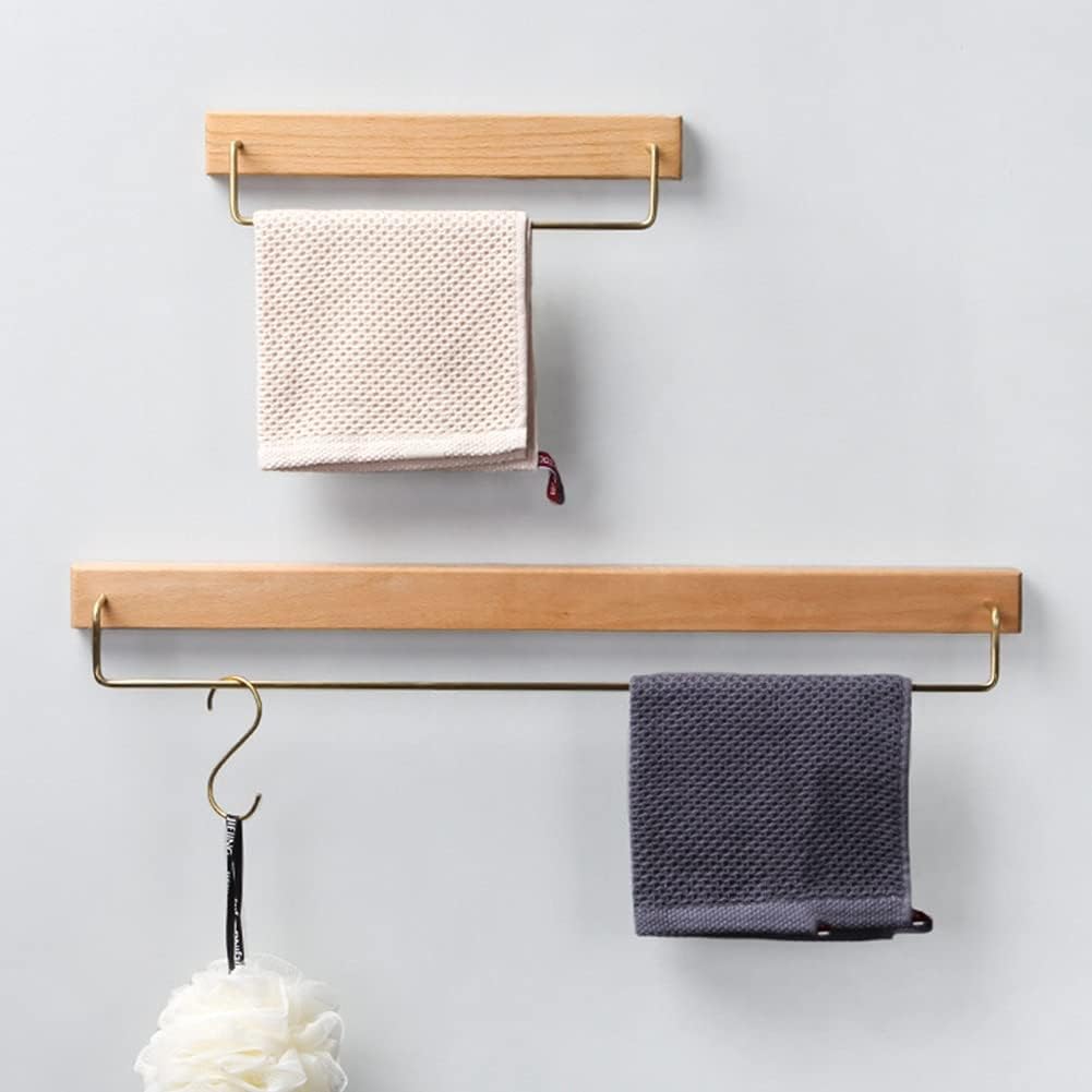 Solid Wood Towel Bar Bathroom Rack Organizer