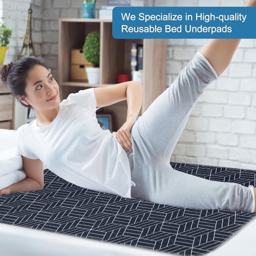OUTCREATOR Washable Bed Pads 34x56 Pack of 2 Navy Blue