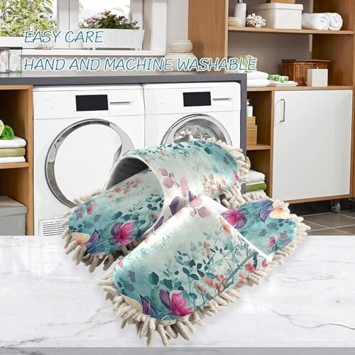 Zhirexin Watercolor Mop Slippers with Microfiber Sole
