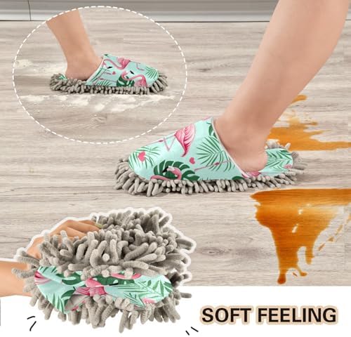 Zhirexin Flamingo Cleaning Slippers Mop Shoes