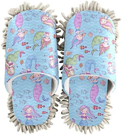 DOMIKING Mermaid Mop Slippers for Floor Cleaning