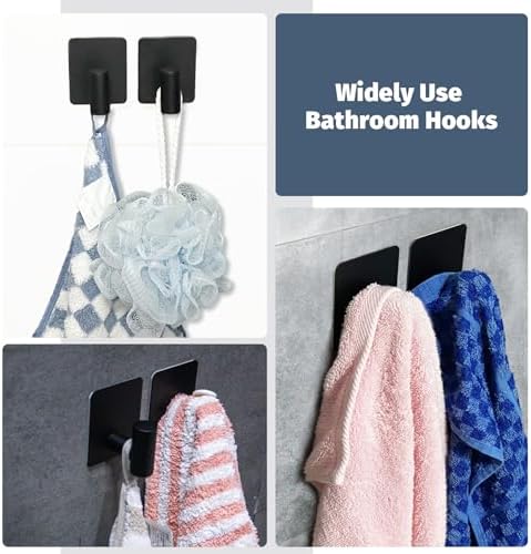 Adhesive Towel Hooks 2 Pcs Matte Black No Drill