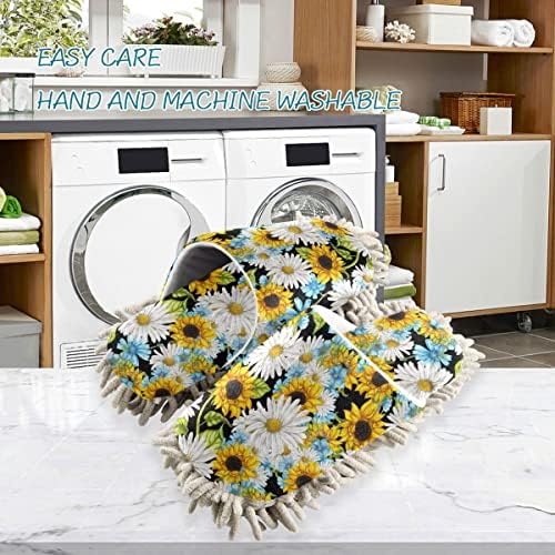 DOMIKING Daisy Flower Cleaning Slippers for Women Mop House Duster Shoes
