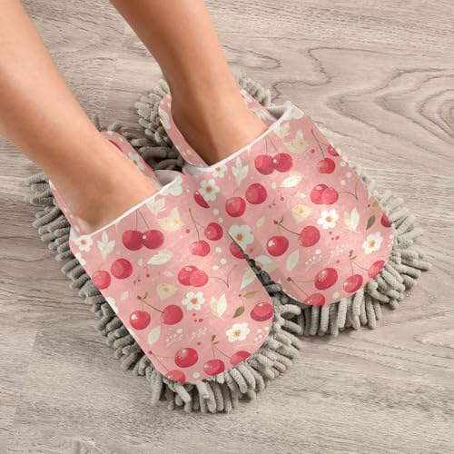 Zhirexin Vintage Cute Cherry Cleaning Slippers