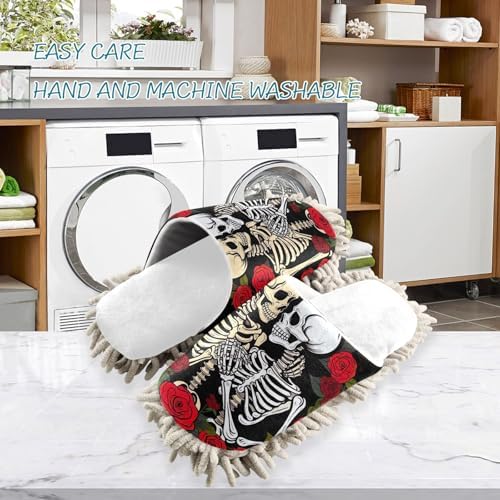White Roses Mop Slippers with Soft Chenille Sole