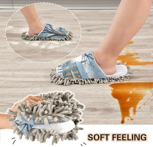 RunningBear White Christmas Snowman Mop Slippers