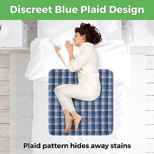 AbleUplift Washable Waterproof Bed Pads 2 Pack Blue Plaid