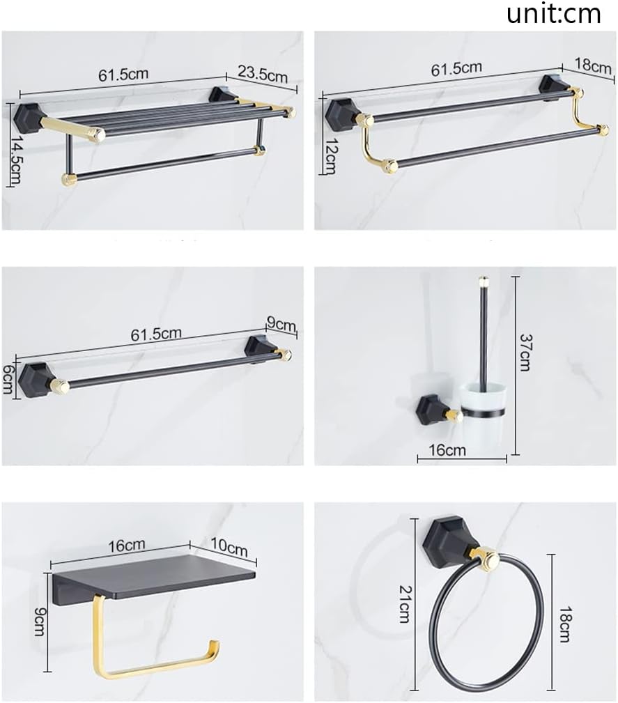 ANNBKA Luxury Black Gold Bathroom Towel Rack Set