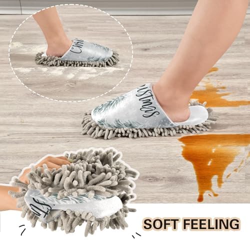 RunningBear White Snowflake Mop Slippers for Home and Office