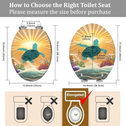 Elongated Toilet Seat with Coastal Art Design 1