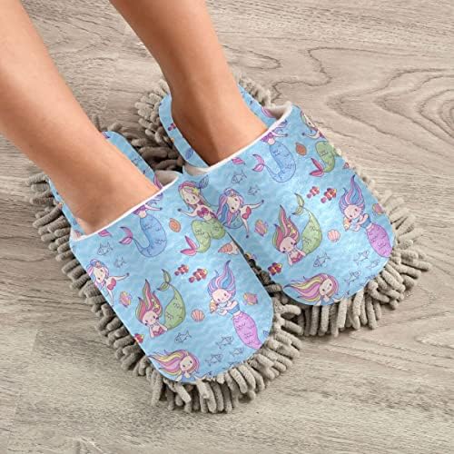 DOMIKING Mermaid Mop Slippers for Floor Cleaning