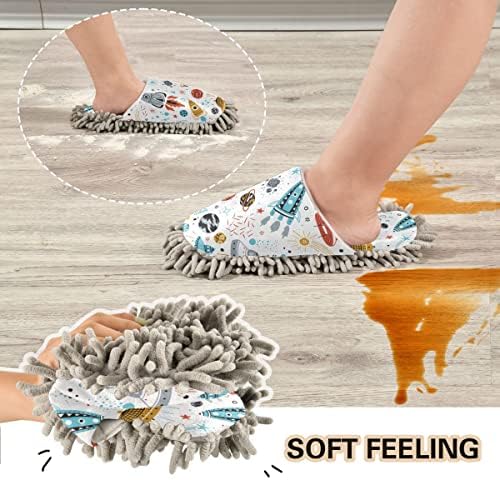 DOMIKING Mop House Slippers for Women and Men