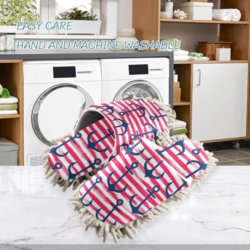 Sinestour Hand Drawn Striped Mop Slippers for Floor Cleaning 1