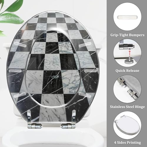 TRANQDEHOM Decorative Toilet Seat with Quiet Close Hinges