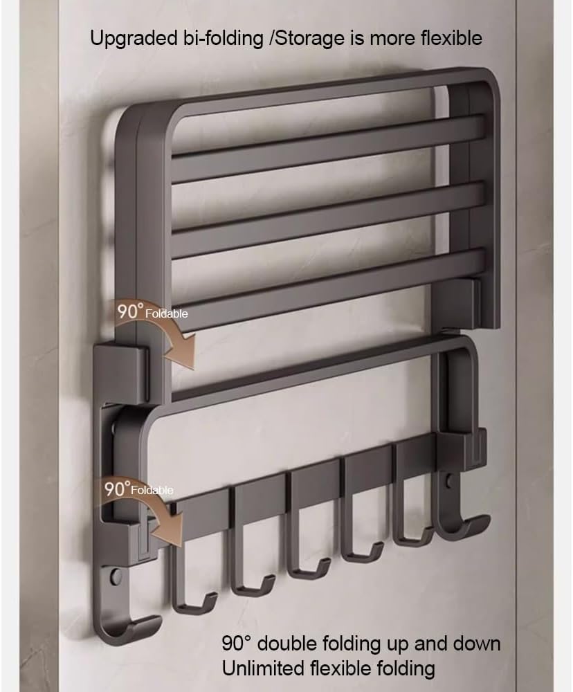 ANNBKA Gray Towel Shelf Wall-Mounted 50cm