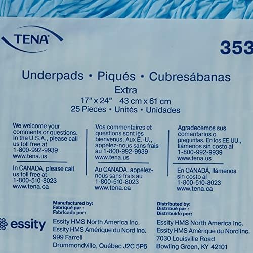TENA Extra Disposable Underpad 17x24 25 Count