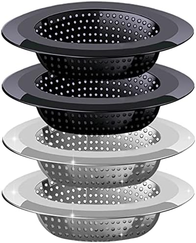 V-TOP 4 Pack Stainless Steel Black Mesh Kitchen Sink Strainers