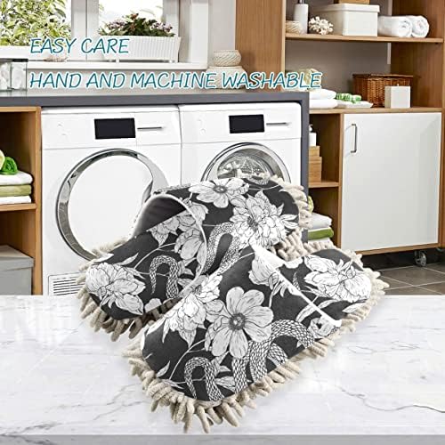 DOMIKING Snakes Flowers Mop Slippers for Women