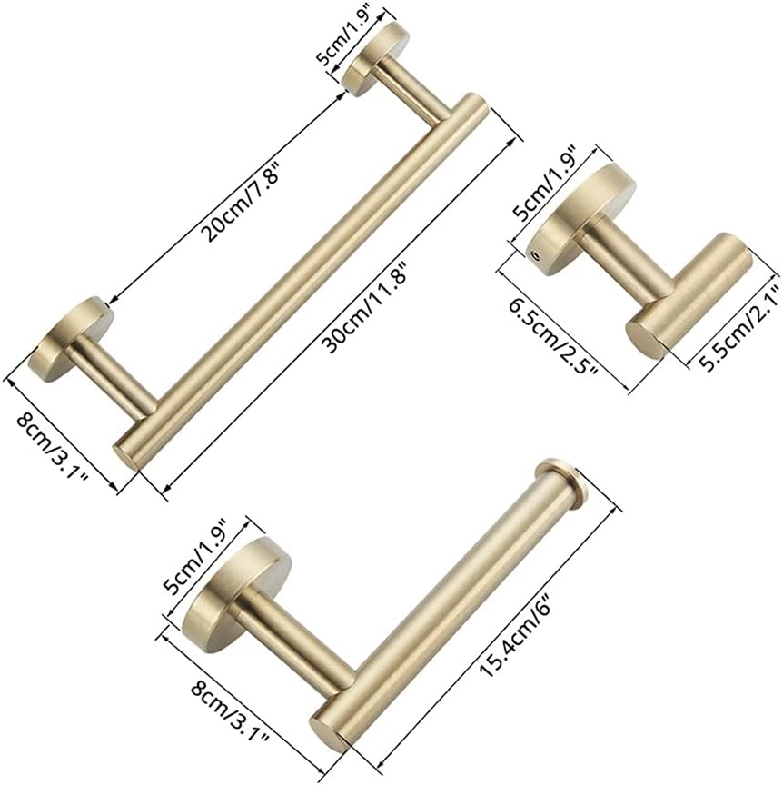 ANNBKA Brushed Gold Bathroom Towel Bar Set 1
