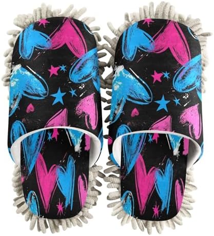 Zhirexin Blue Love Mop Slippers for House Cleaning