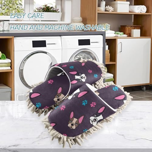 Sinestour French Bulldog Mop Slippers for Floor Cleaning