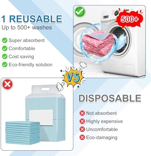 OUTCREATOR Washable Bed Pads 34 x 56 Pack of 2 Pink