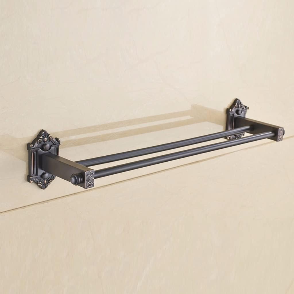Brass Towel Bar Double Rail Black Antique Finish Bathroom Holder