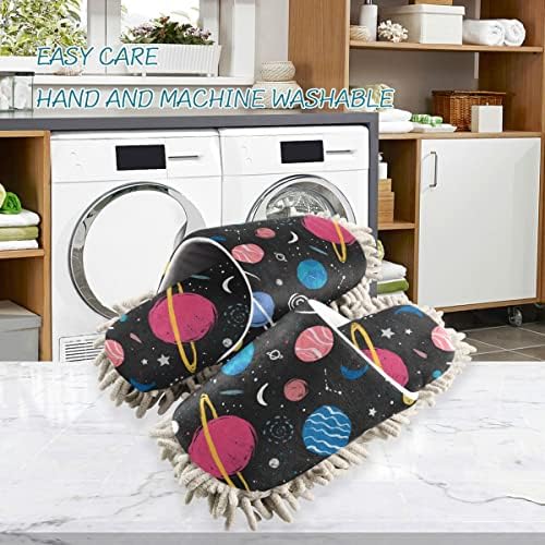 DOMIKING Space Stars Moon Mop Slippers for Women