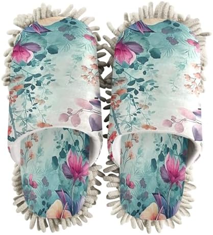 Zhirexin Watercolor Mop Slippers with Microfiber Sole