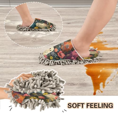 Zhirexin Halloween White Cute Spectre Cleaning Mop Slippers