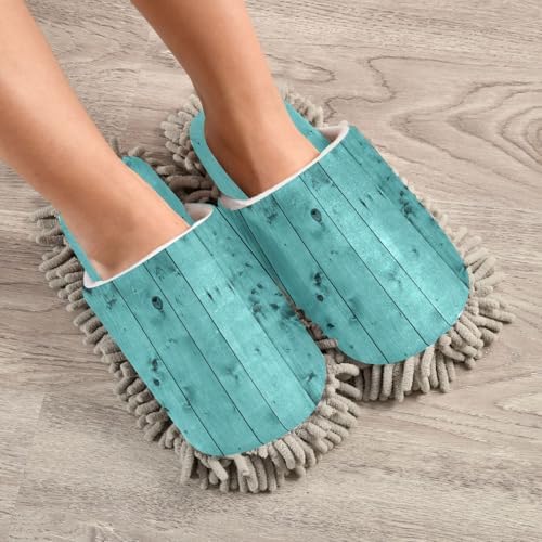 Sinestour Teal Turquoise Mop Slippers for Floor Cleaning 1