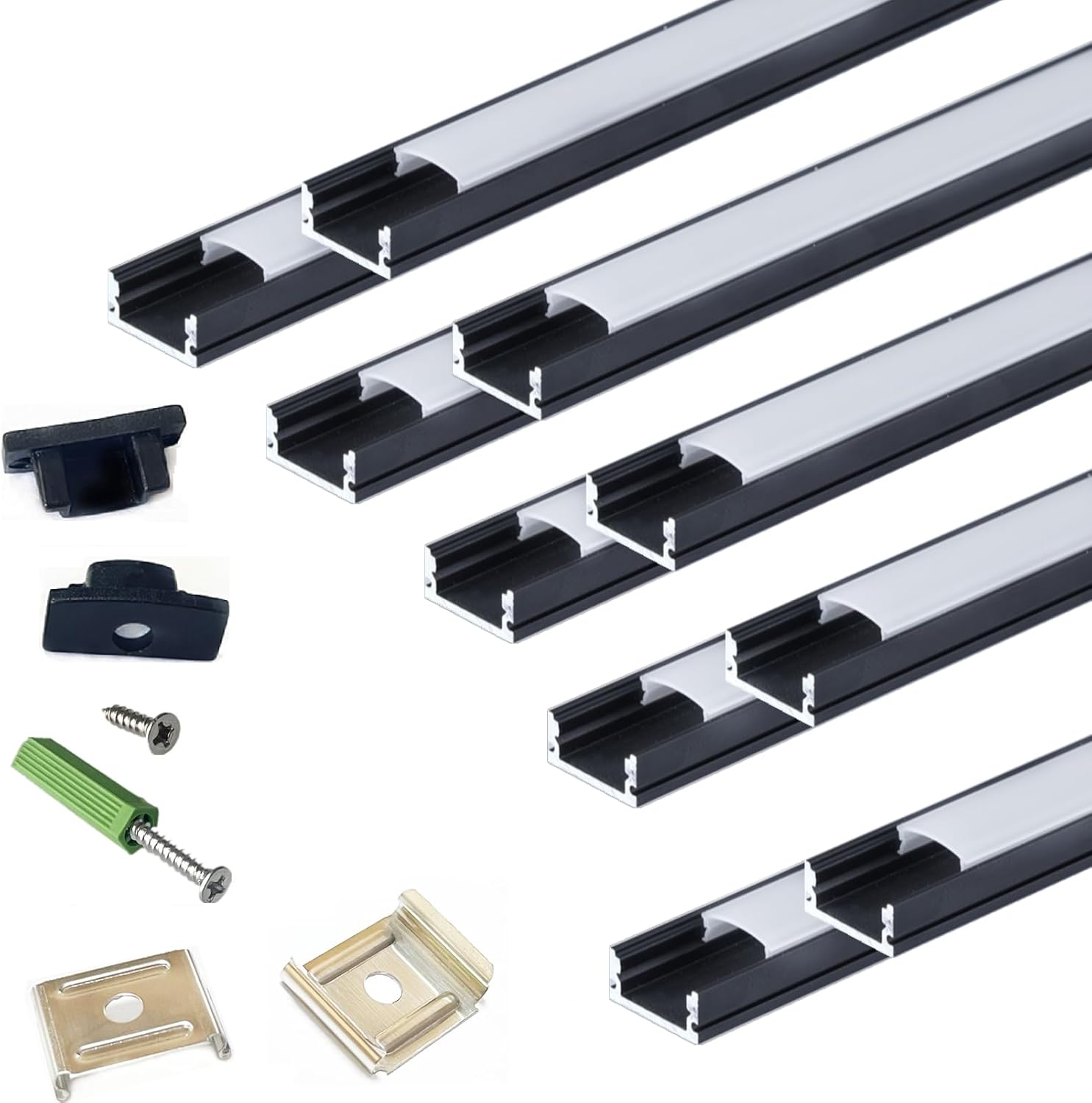 LED Strip Black U Channel Diffuser 10 Pack 656FT