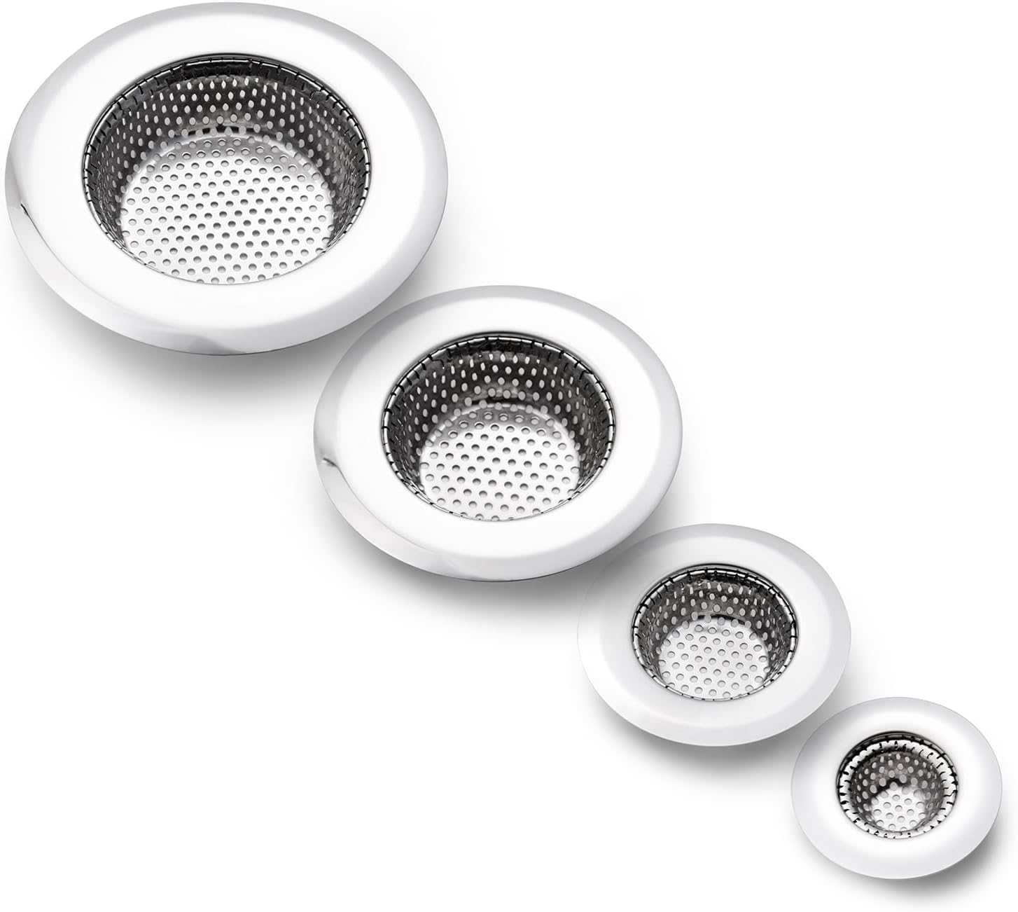 4 Pack Heavy Duty Stainless Steel Drain Strainers