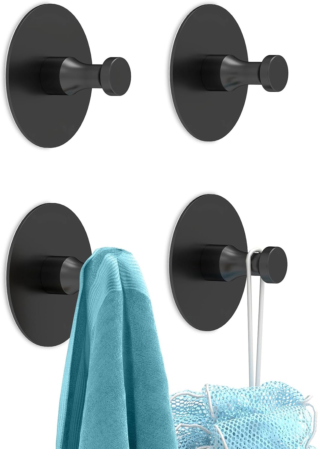 STWWO Adhesive Hooks 4PCS No Damage for Walls