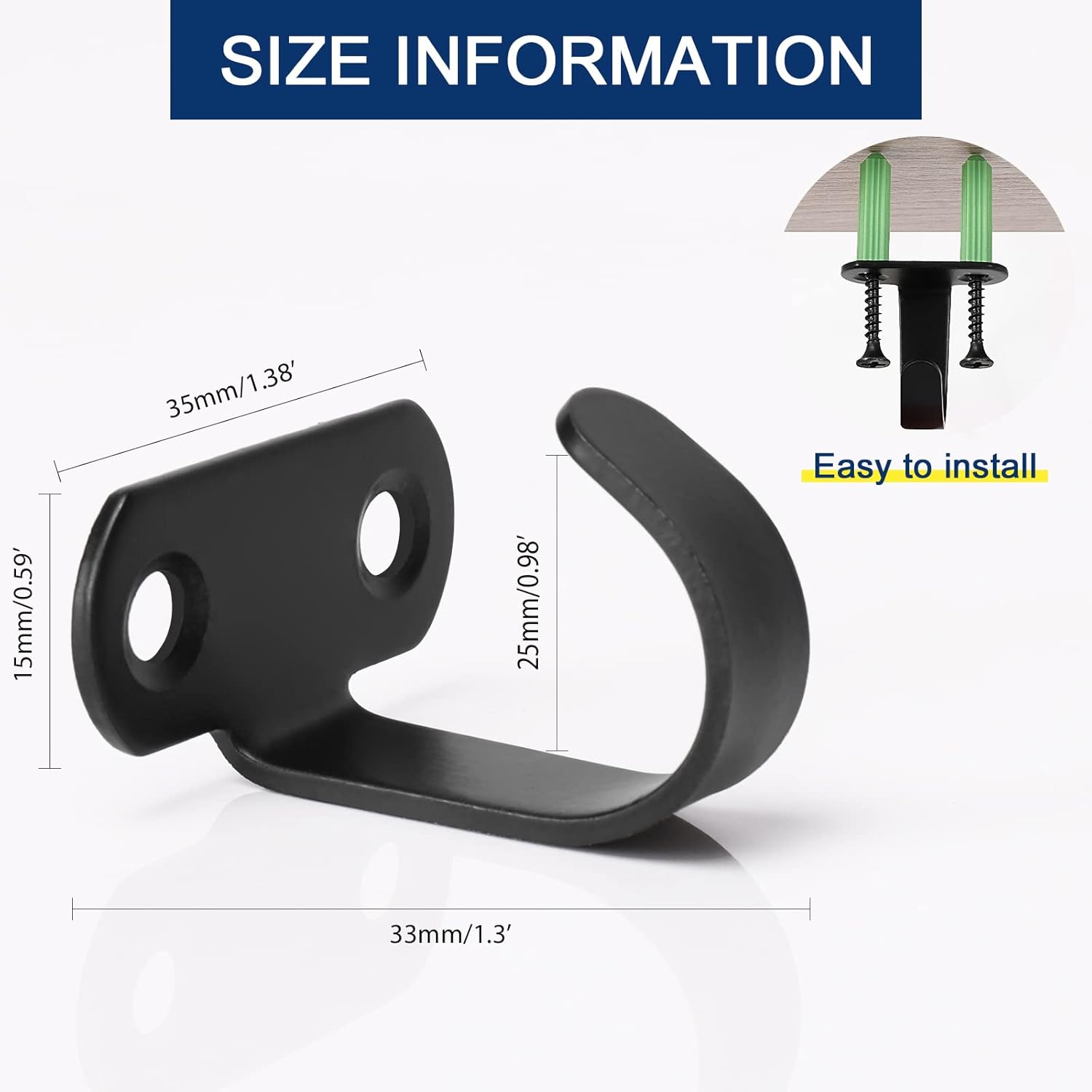 NearMoon Matte Black Stainless Steel Ceiling Hooks 10 Pack