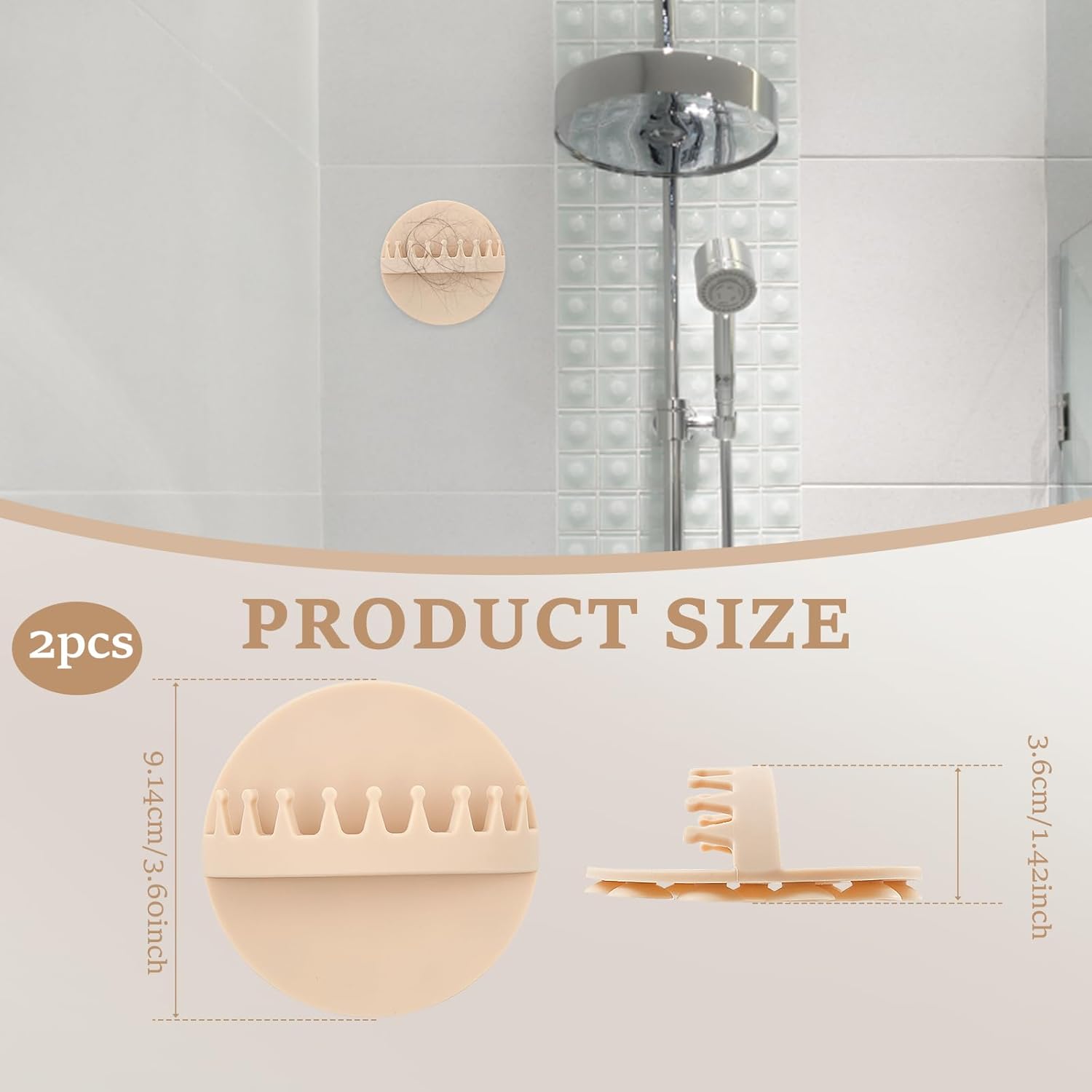 2pcs Wall Mount Suction Hair Collector for Bathroom 1