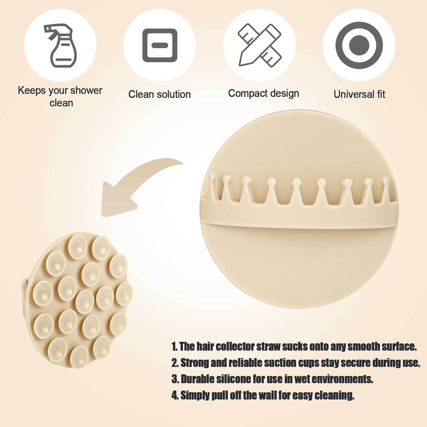 Gosknor Hair Catcher Shower Wall Mount Beige 1