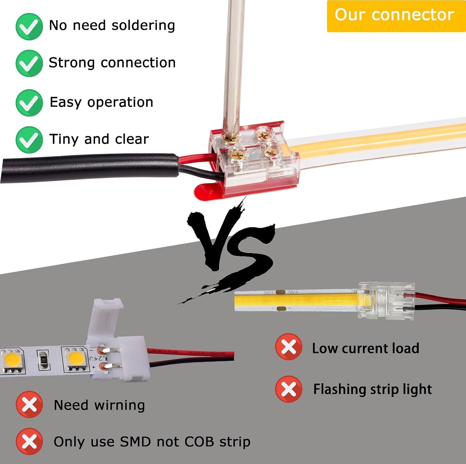Threetwofour 10mm 2Pin LED Strip Connector 15Pac