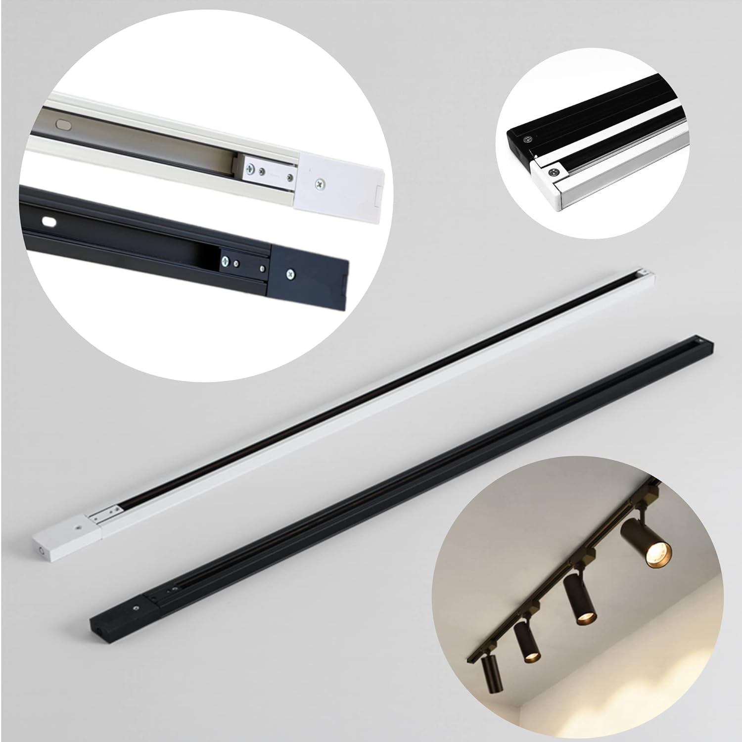 HSJZZM H Track Lighting Rail Kit 5FT 120V White