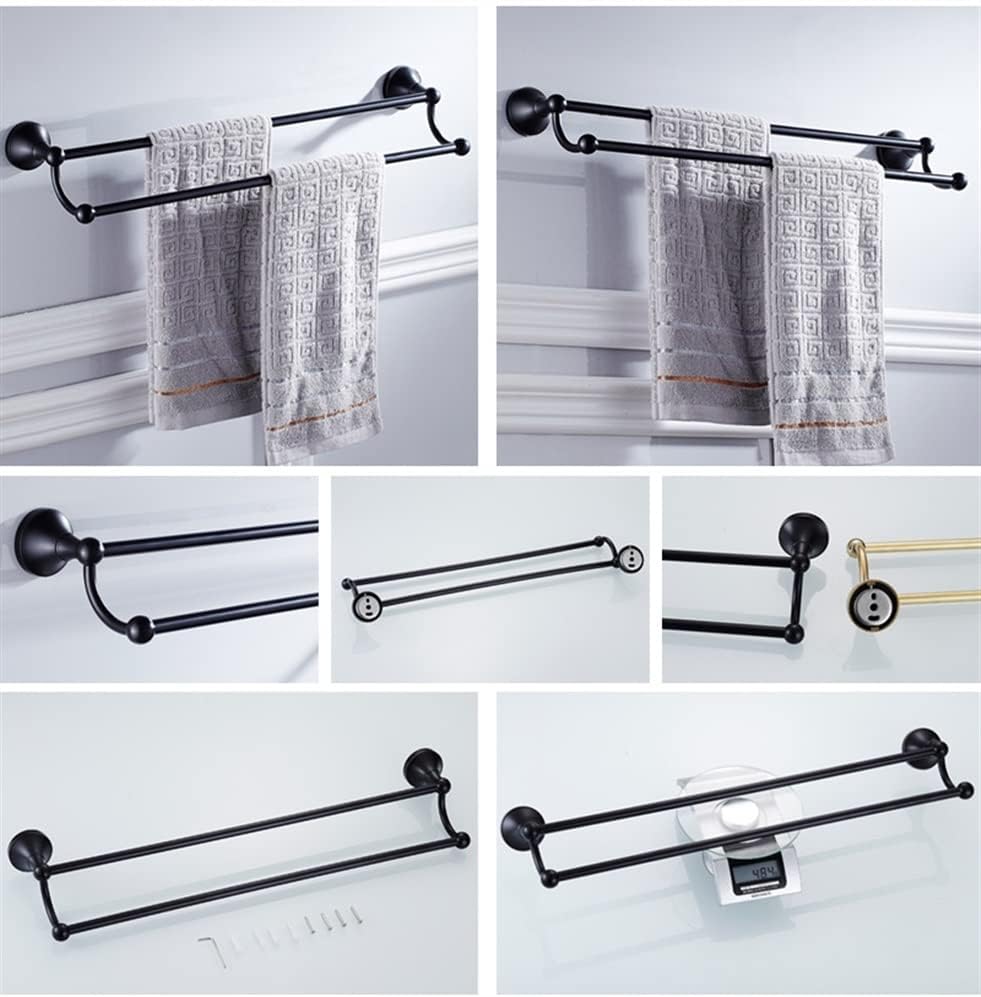 ANNBKA Double Towel Bar Black Chrome Brushed