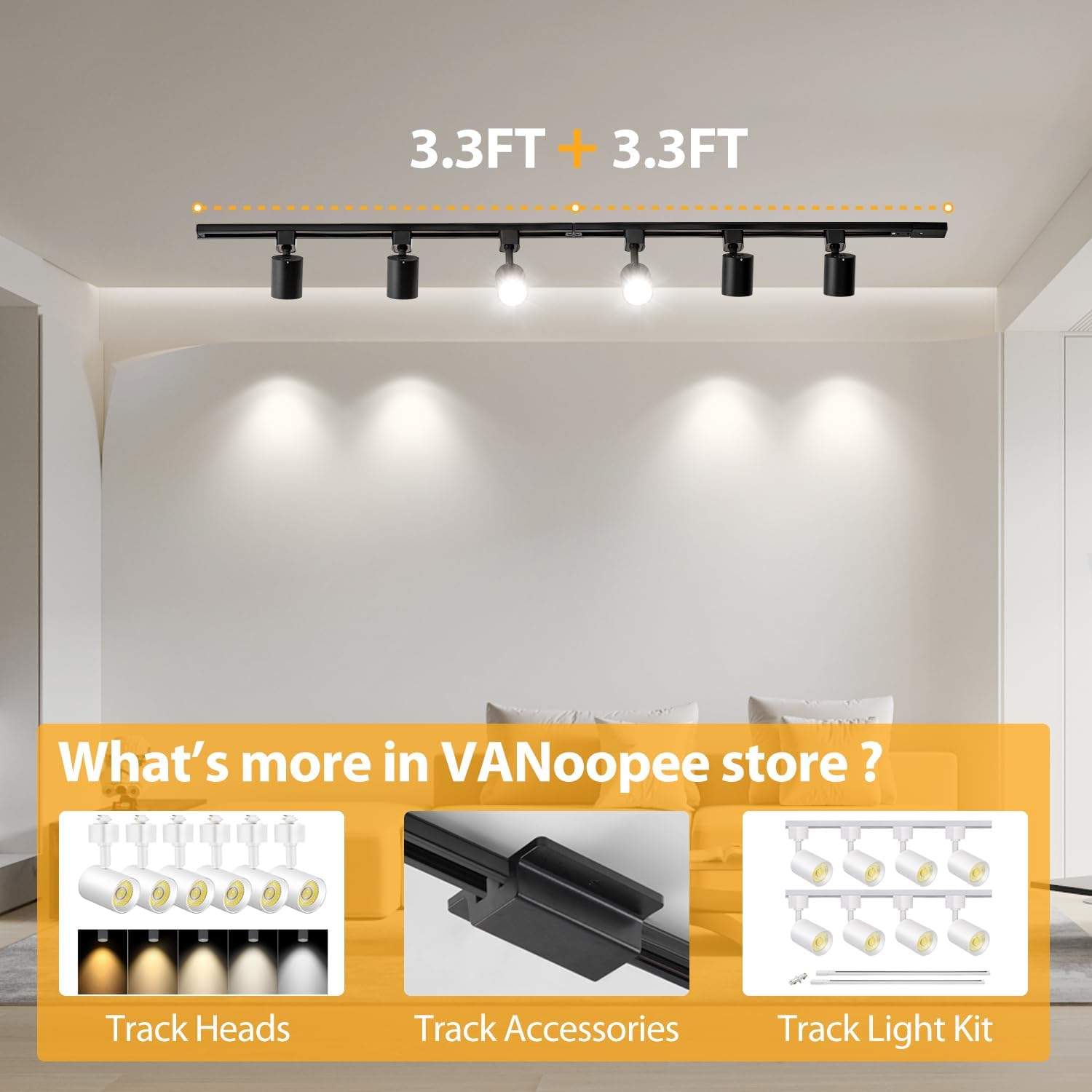 VANoopee 10FT H Track Lighting Rails Kit Black