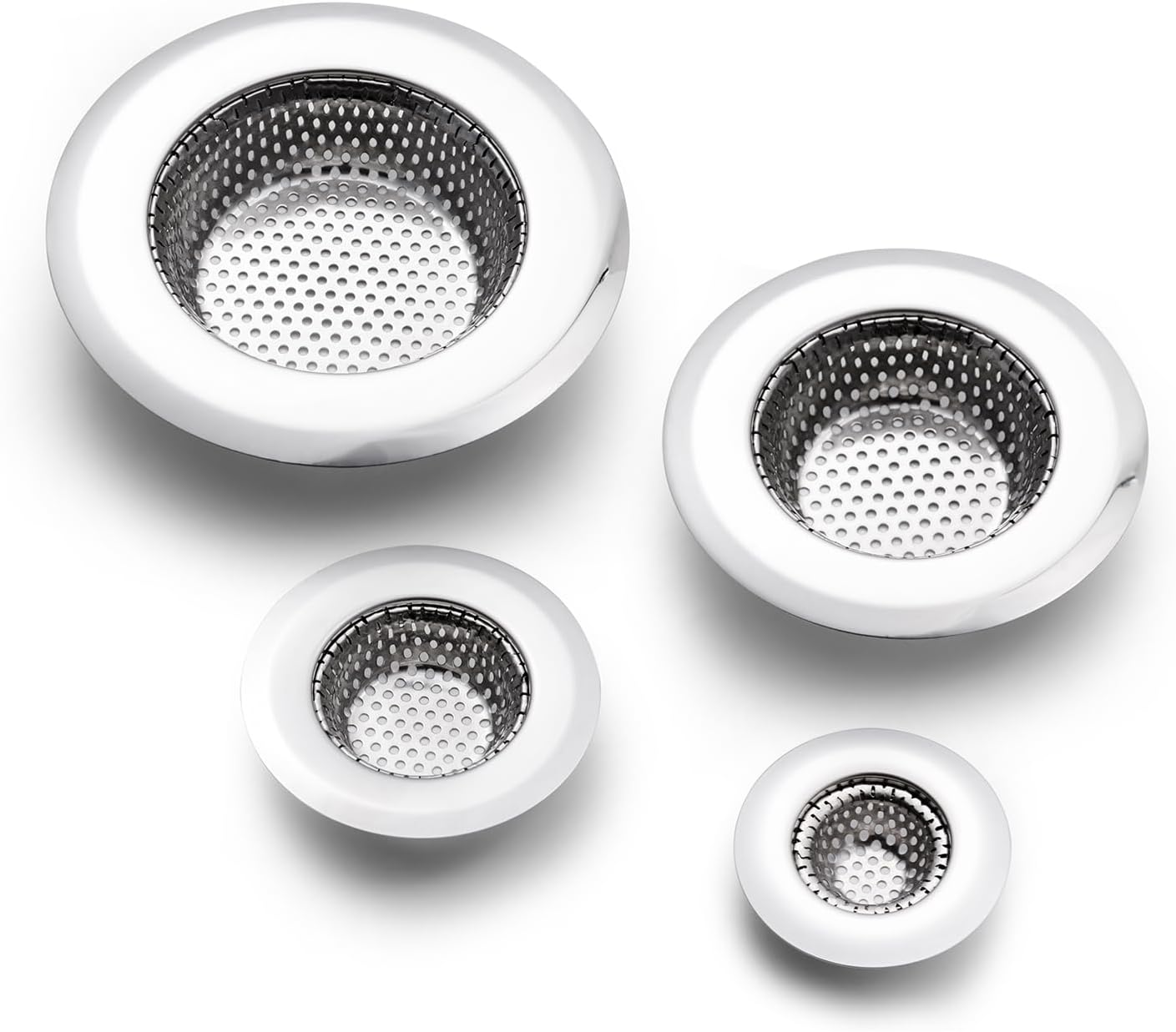 4 Pack Heavy Duty Stainless Steel Drain Strainers