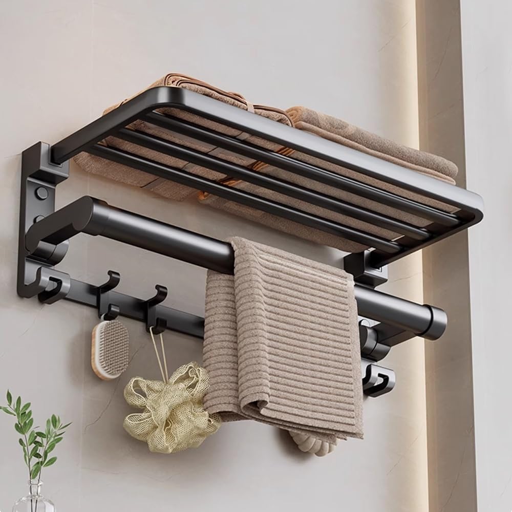 ANNBKA Foldable Towel Bar Black 50cm Wall Mounted