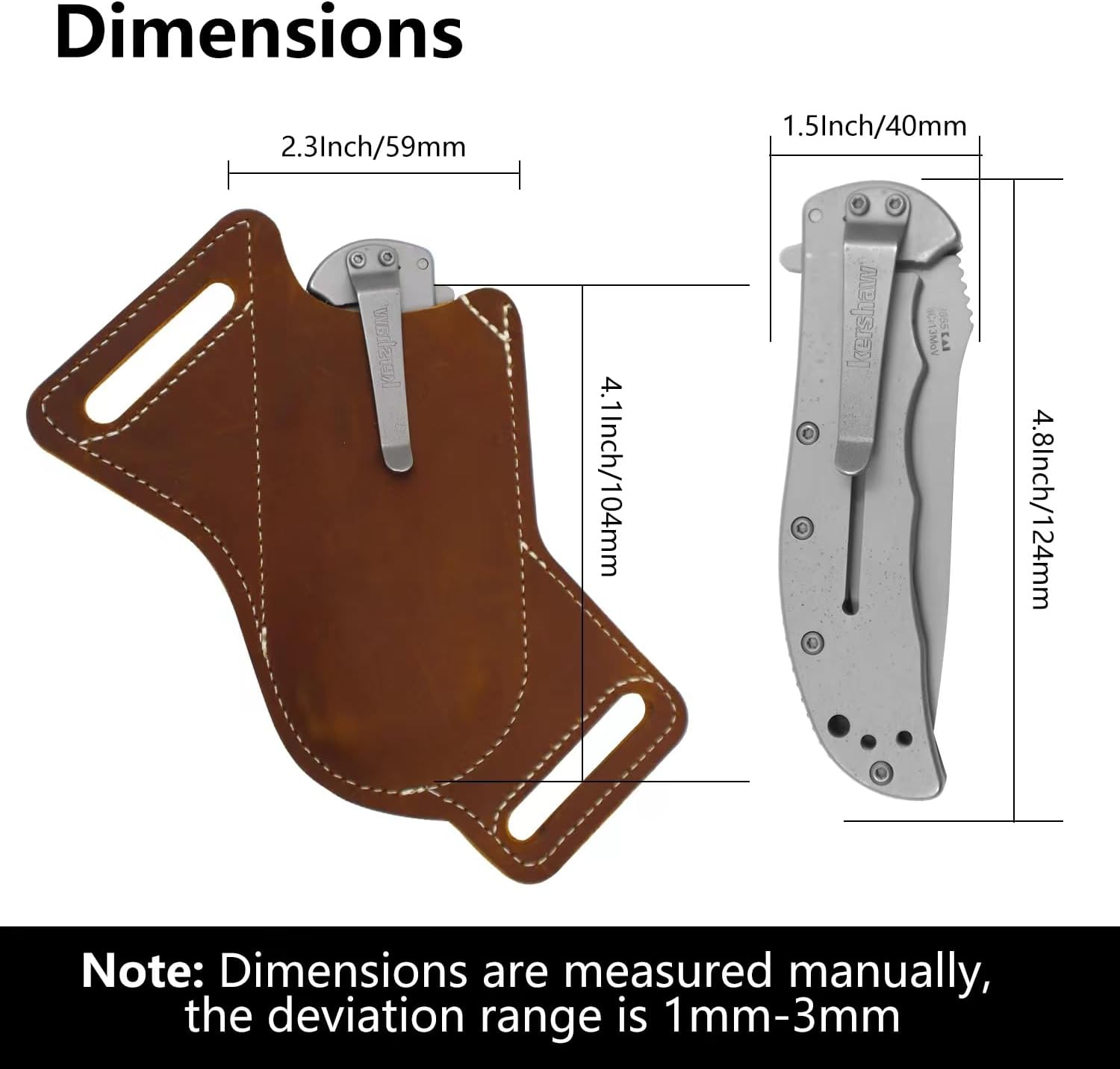 5 Inch Folding Knife Sheath for Men Belt Clip Holster