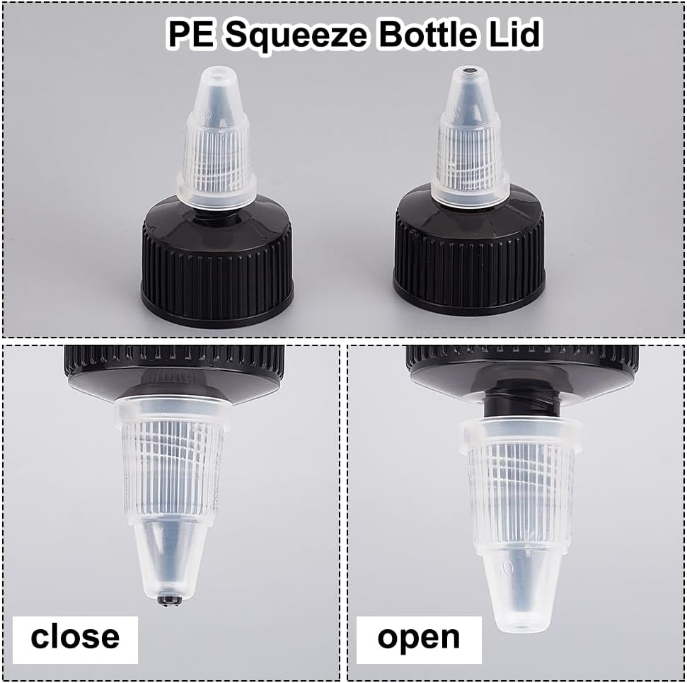 OLYCRAFT 100pcs Black Squeeze Bottle Cap Replacement