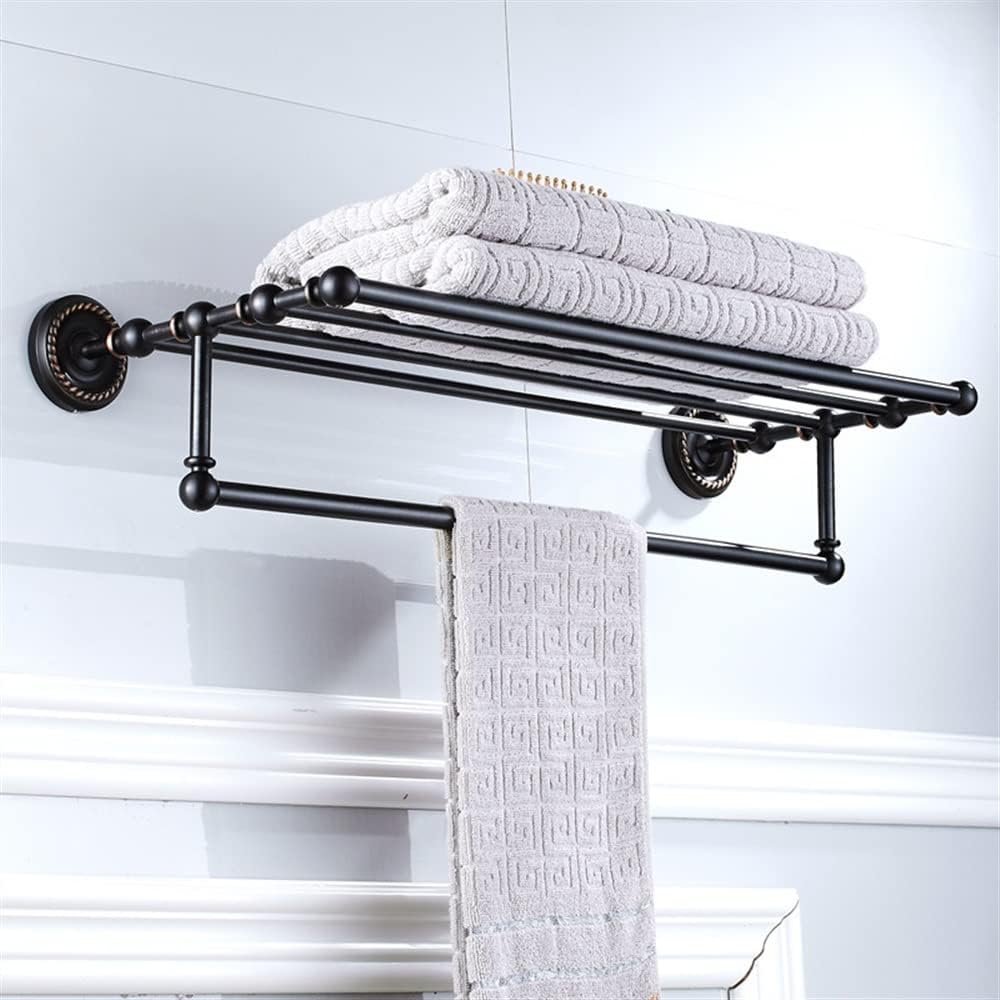 ANNBKA Black Brass Towel Rack Wall Mount