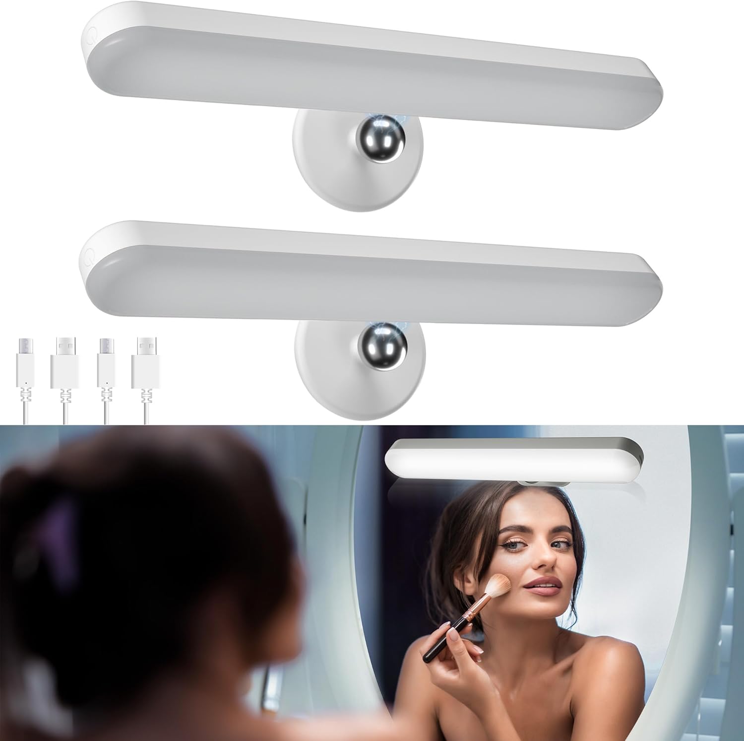 Benreom 2 Pack Rechargeable Vanity Lights for Makeup