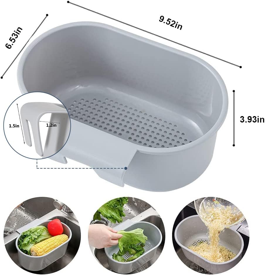 Kitchen Sink Drain Strainer Basket with Dry Wet Separation - Grey