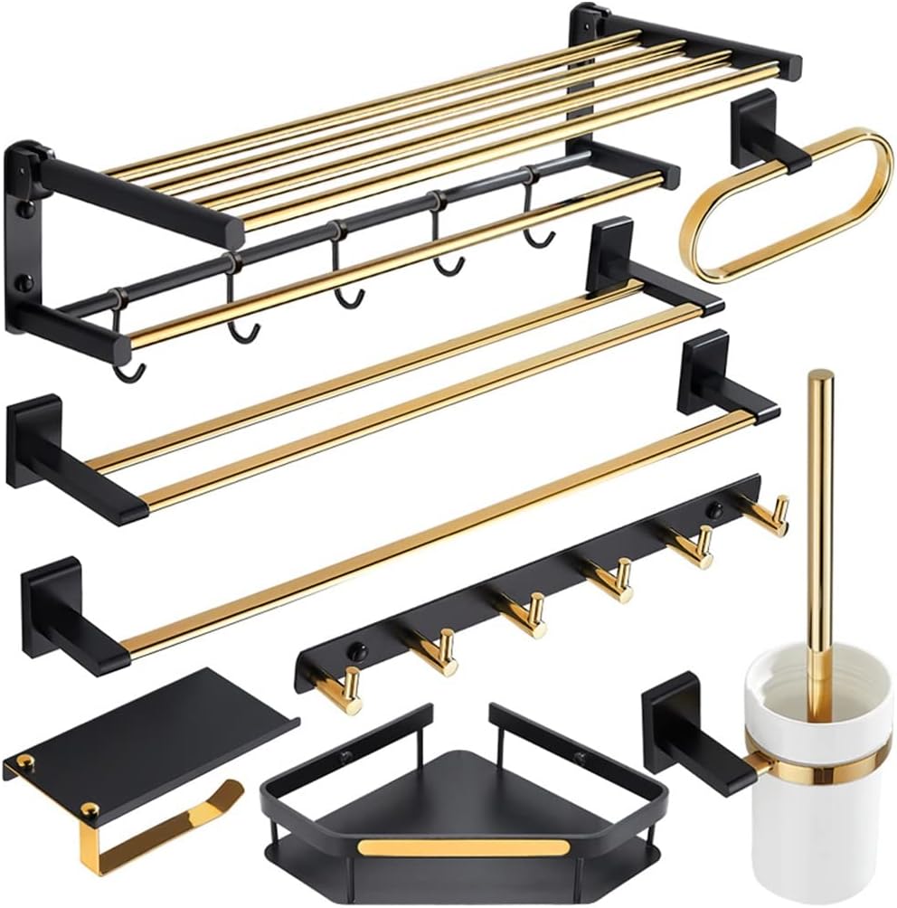 ANNBKA Black Gold Bathroom Towel Rack Set