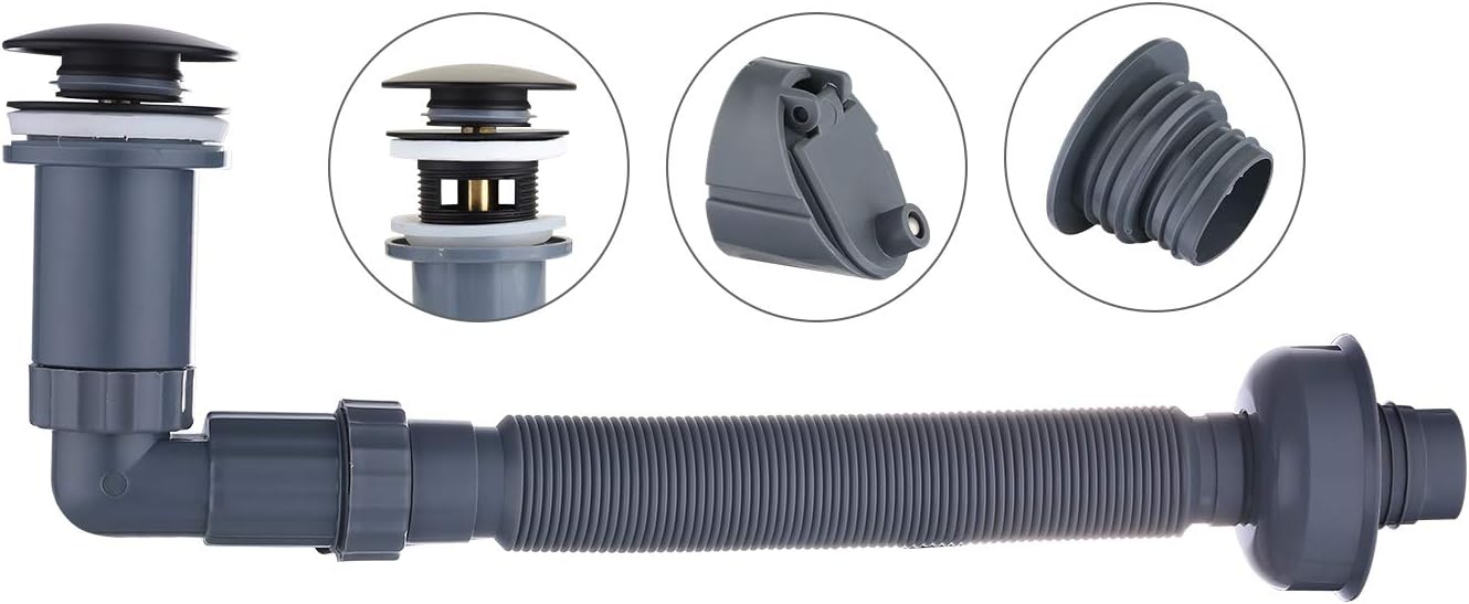 GORDEE P Trap Sink Stopper Right Angle Drain Kit Adjustable 1-14 Black